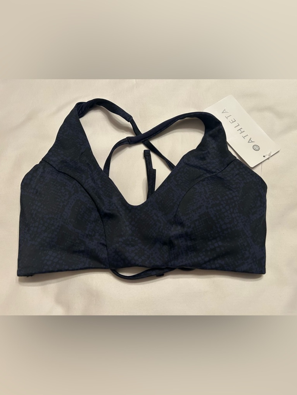 Athleta D-DD Snake Triangle Bikini Top Size Small Blue/Black NWT - Picture 3 of 9